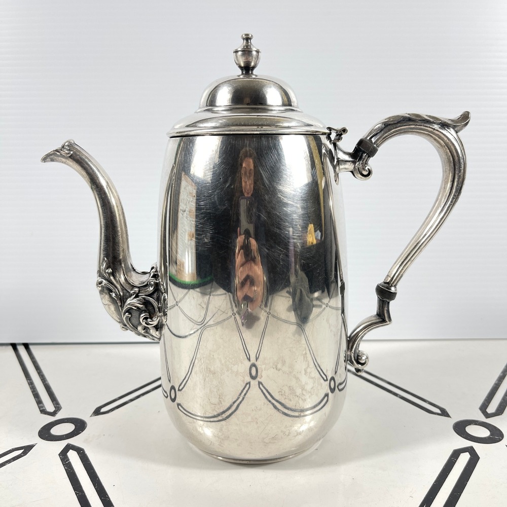 Sheridan Silver‎ Plate Coffee Pot Etched Swag Scroll Spout English FPS